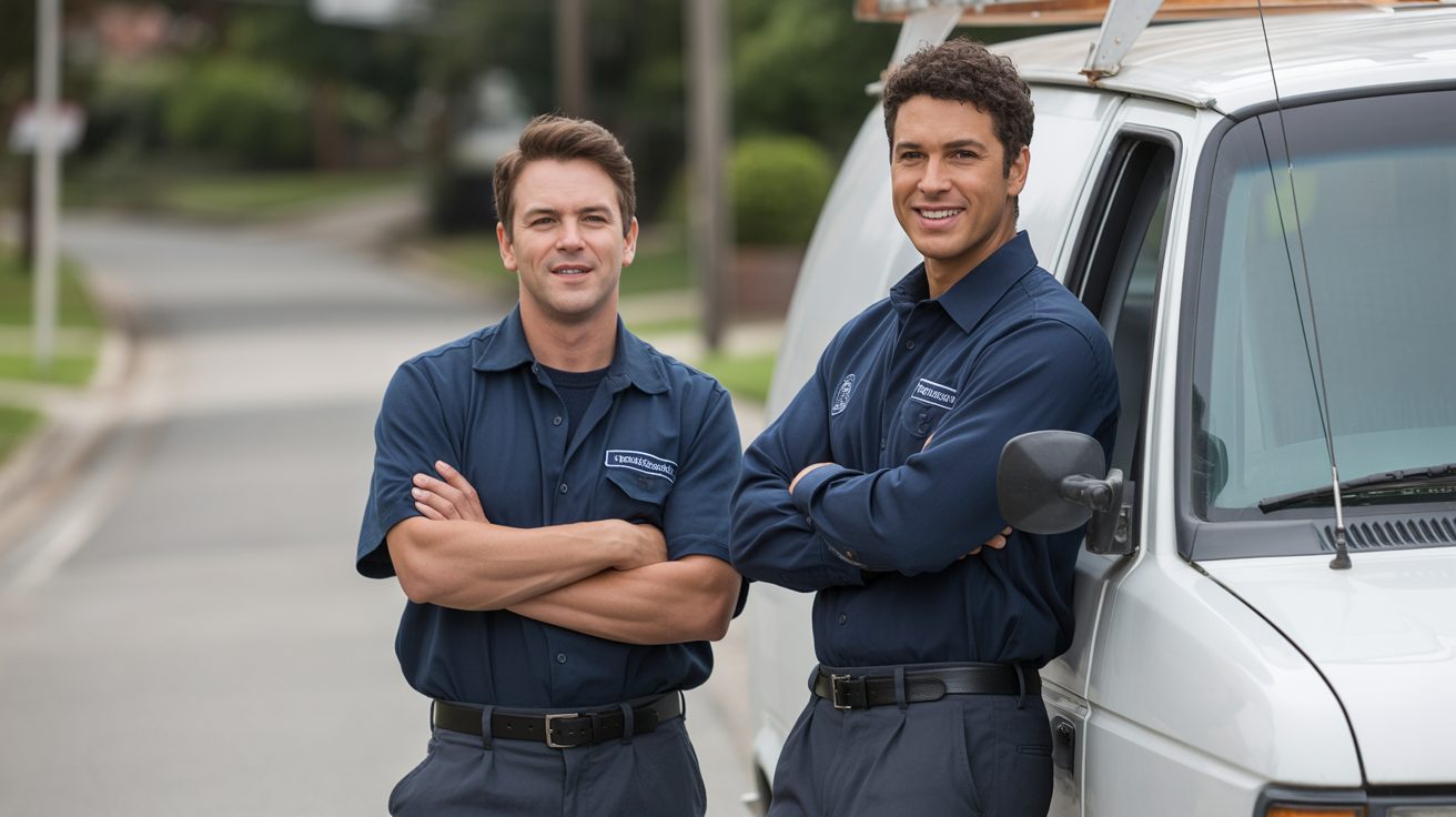 Raleigh Water Damage Restoration technicians beside a service van in Raleigh, NC